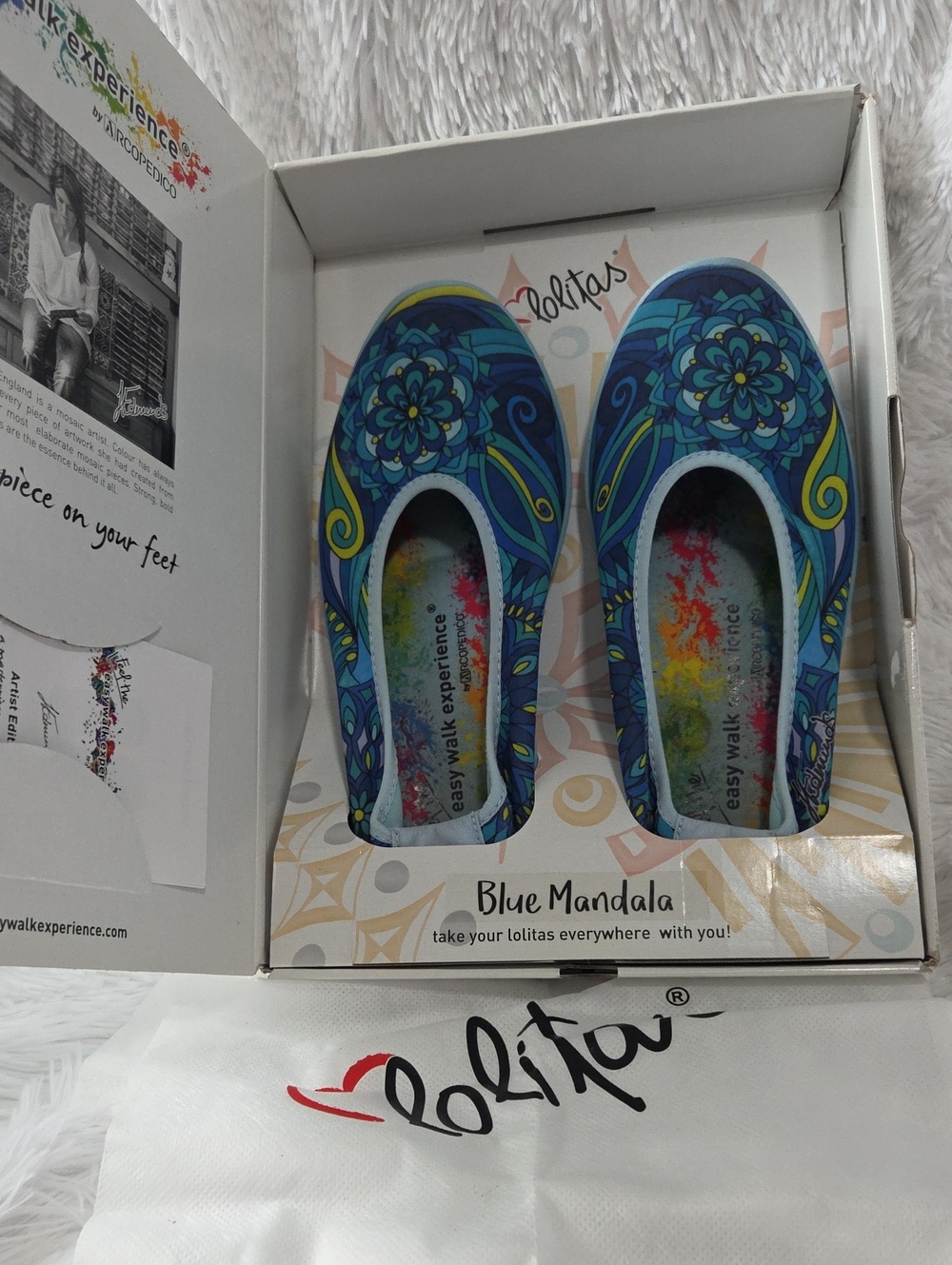 Lolita Blue & Teal Mandala Womens Slip-On Moccasins